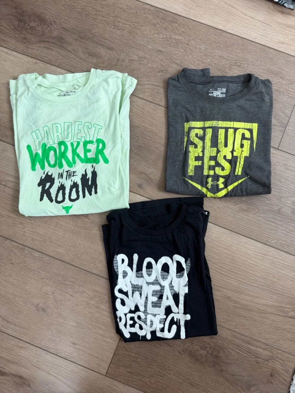 Under Armour Kids' Neon Green, Charcoal & Black Graphic Tee Bundle